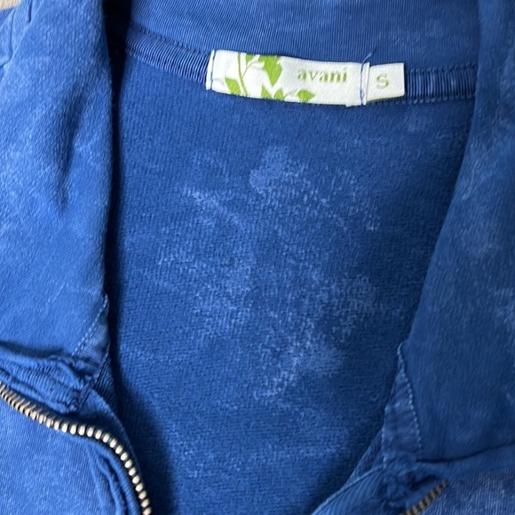 AVANI Womens Distressed Blue Front Zippered Sweat Jacket - Picture 3 of 8